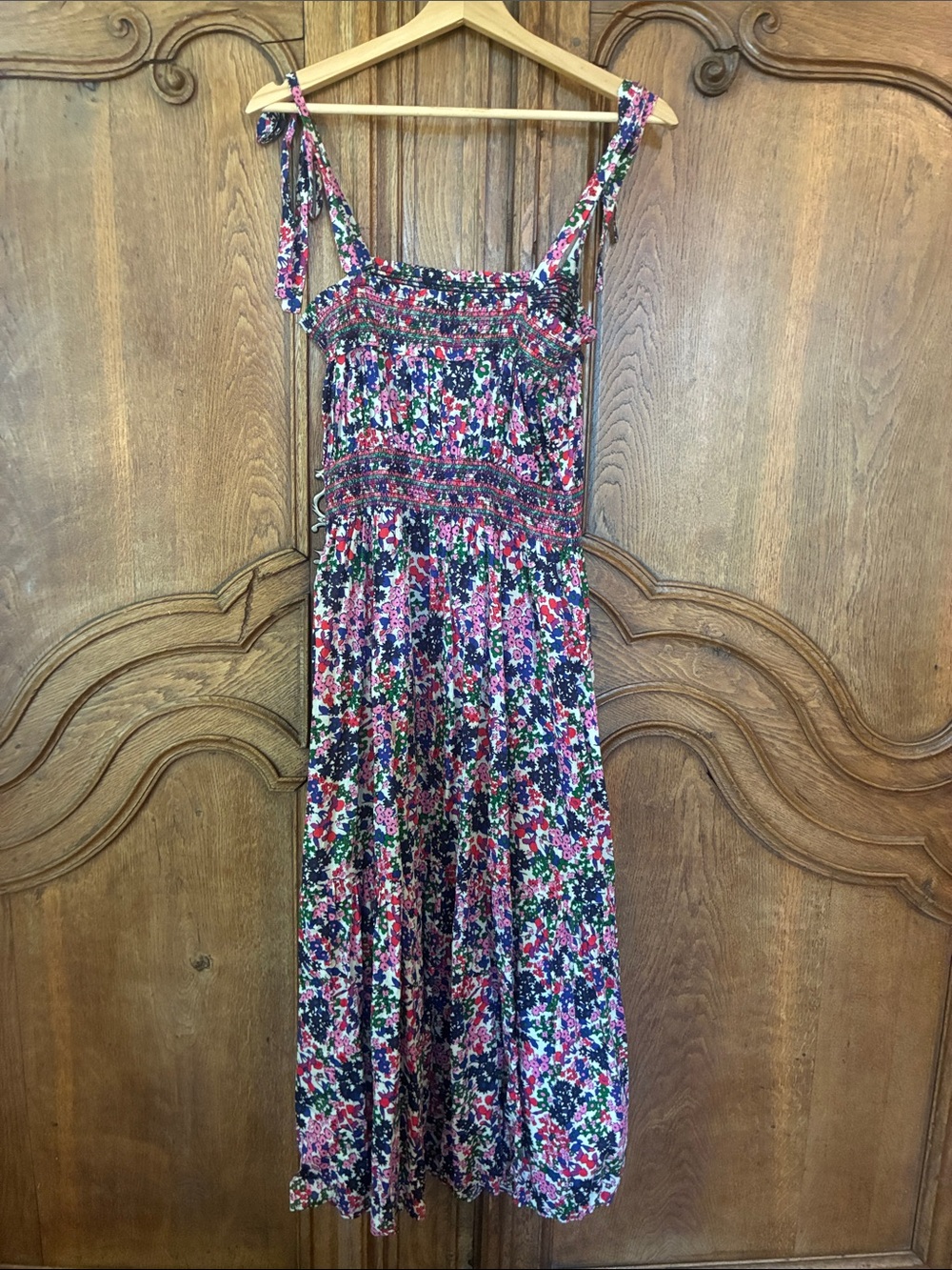 J. Crew Smocked Tiered dress in watermark floral print - Picture 5 of 8